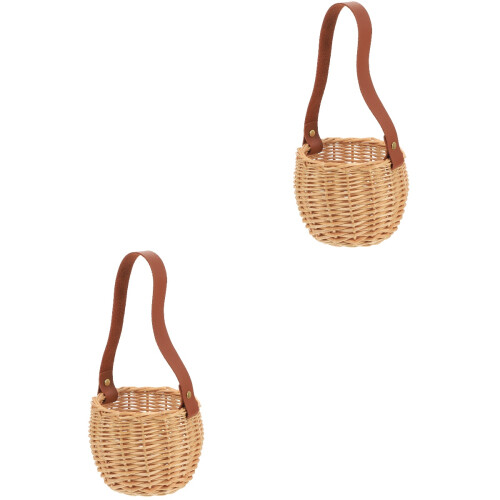 2 Unidades Cesta Mini De Trançada Para Flores E 2