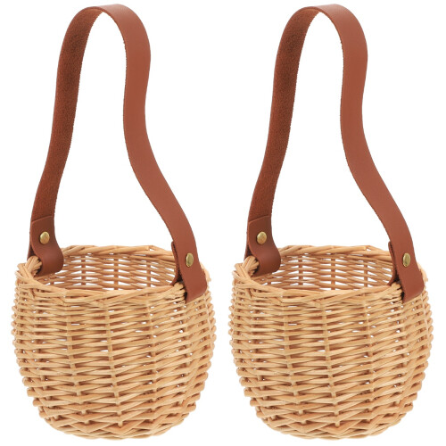 2 Unidades Cesta Mini De Trançada Para Flores E 1