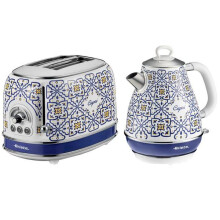 ARIETE Capri ARPK53 Retro Blue & White 2-Slice Toaster & Kettle Set