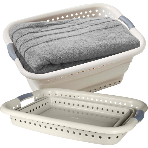 Tower Tower 42L Collapsible Pop-Up Laundry Basket, Space-Saving, Durable, Latte Finish