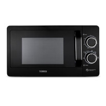 Tower T24042BLK Manual Microwave: 800W, 20L, Sleek Black Chrome Mirror Door