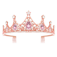 2Stk Roségold Pink Brautkrone Eleganter Hochzeitsschmuck Damen