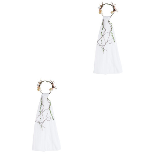 2Pièces Couronne Tulle Fleurs Accessoire Mariage 2