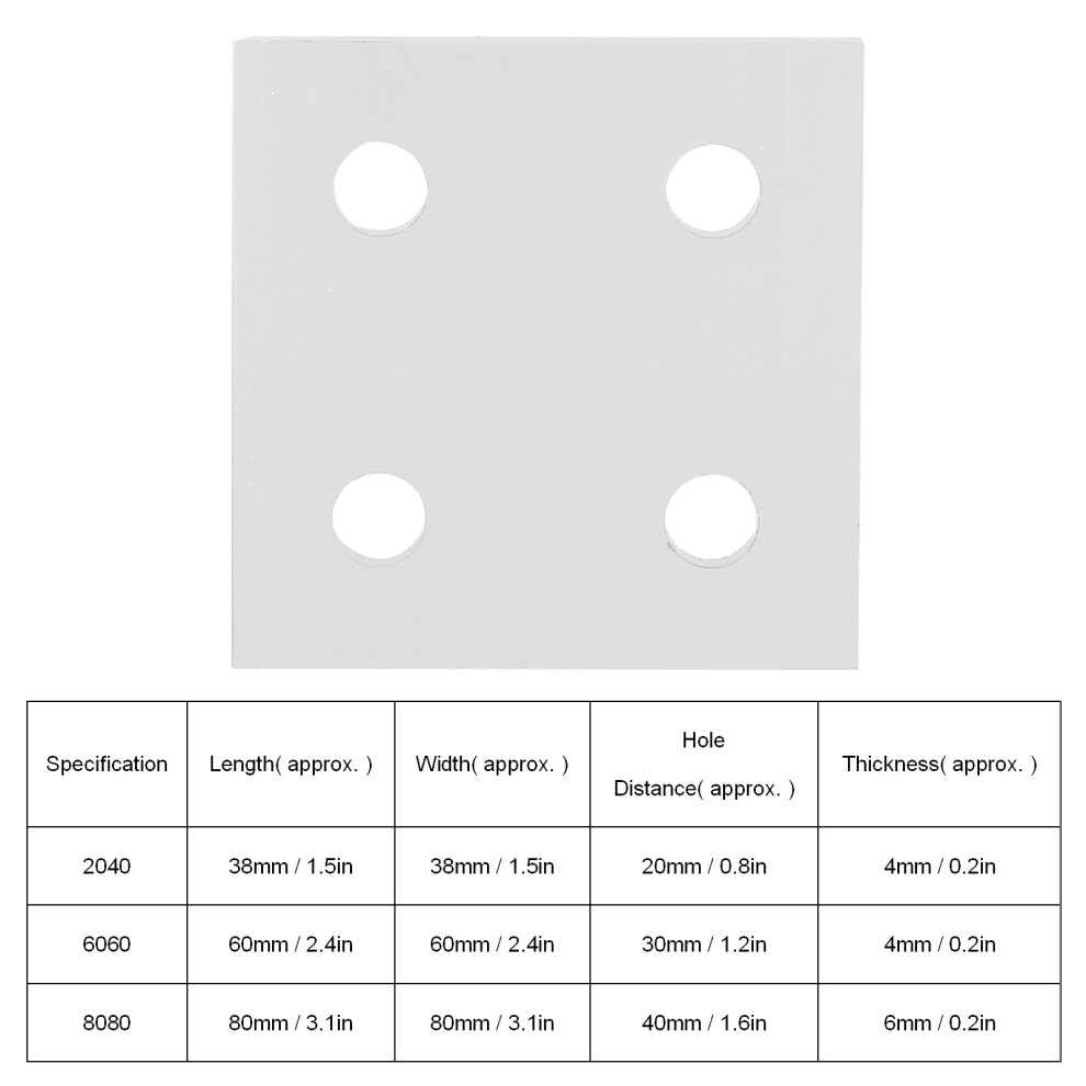 5Pcs Vertical 4-Hole Connection Plates For 2040 Aluminum Extrusion Profiles 7631359869319