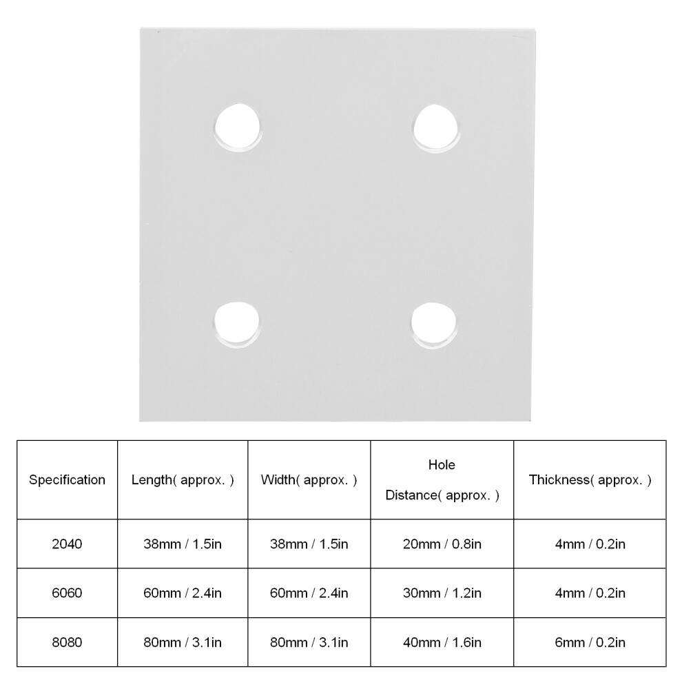 5 Pcs Aluminum 4-Hole Vertical Connecting Plates For 6060, 8080 Profiles 8001359869159