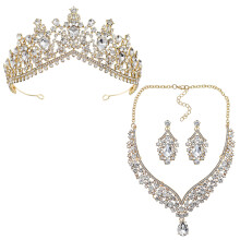 1 Set Vrouwen Sieraden Bungeloorbellen Halsketting Bruids Kruin
