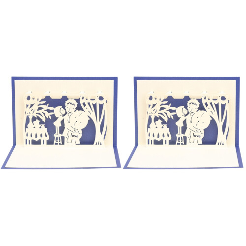 2St 3D Vaderdag Greetkaart Beige Creatief Design 1
