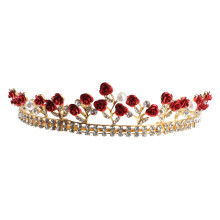 3Stk Damenkrone Rot Hochzeit Braut Retro Glitzer