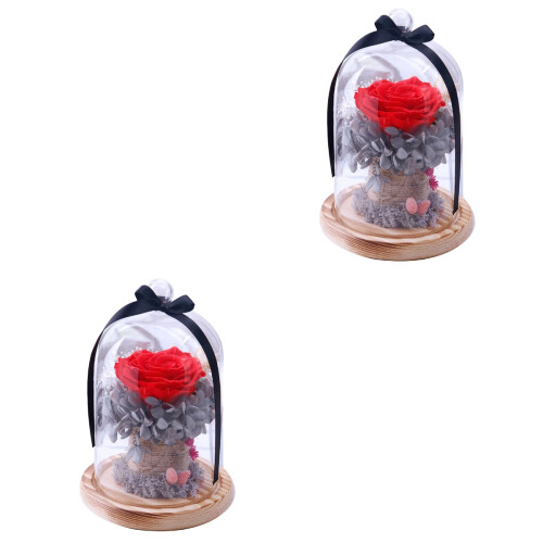 2Stk Rote Rosendome Mit Abdeckung Romantisches Geschenk Set 2