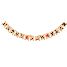 3Stk Schwarze Happy New Year Jutebanner Für Feier Und Garten