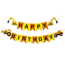3Stk Excavator Birthday Banner Orange Papier Für Kinderparty Deko