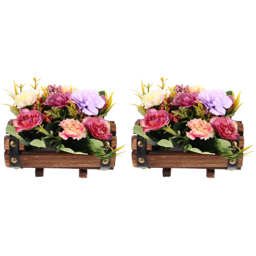 2Sets Retro Holzfass Mit Künstlichen Für 1