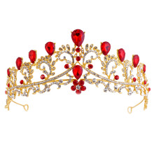 2Stk Rote Brautkrone Haarreif Damen Haaraccessoire Für Fest