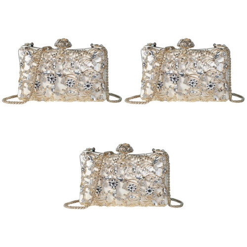 3Pz Clutch in PU Con Tracolla E Intagliato Per 2