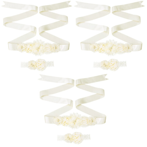6Pièces Ceinture Satin Beige Décoration 2