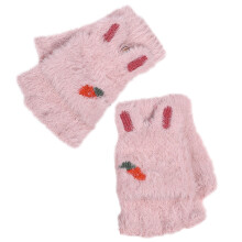 2Paires D'hiver Enfants Rose Mitaines Cartoon Carotte Chauffants
