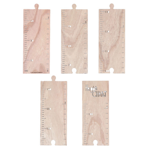 2Sets Kindergarten Height Chart DIY Wooden Wall Decor Khaki Ruler