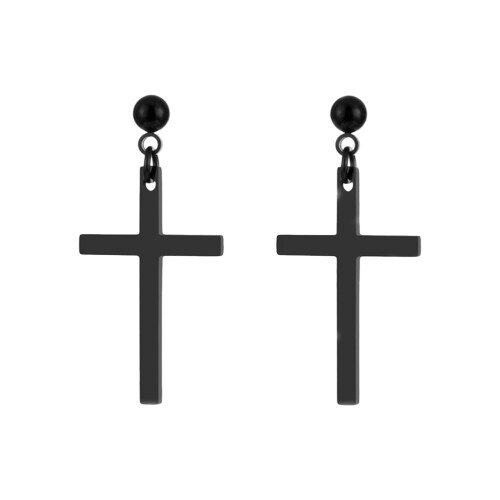 2Pairs Black Cross Dangle Earrings Unisex Work Party Accessory
