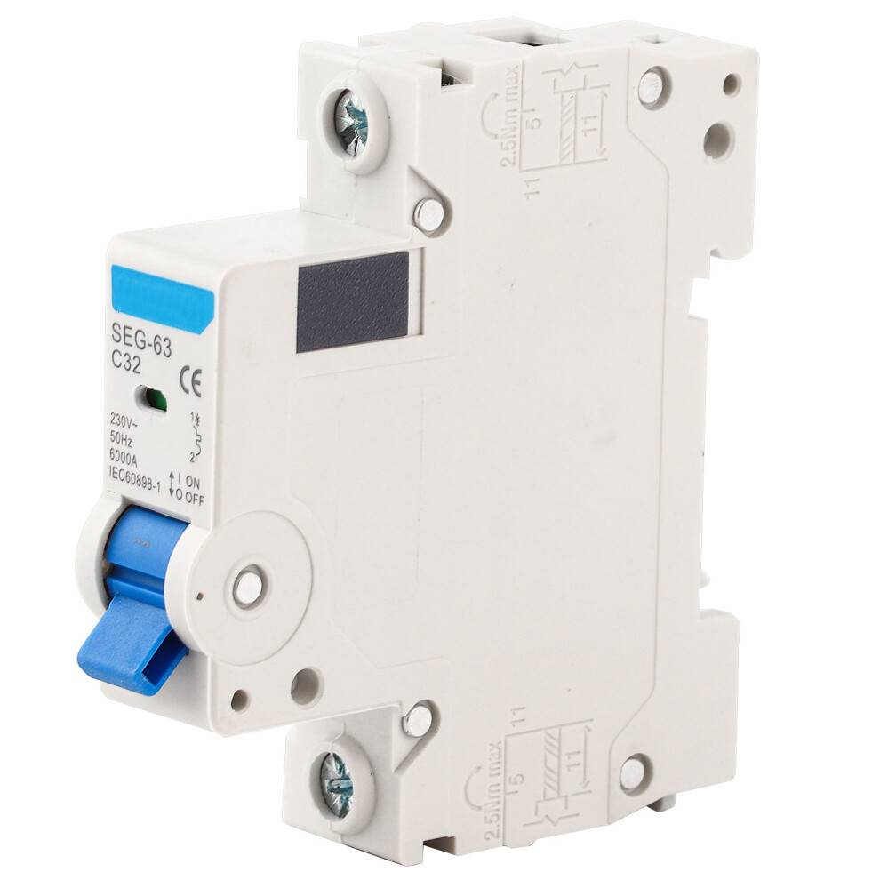 Miniature Din Rail Circuit Breaker Seg-63C32 63A 6Ka Overcurrent Protection 9481359874732
