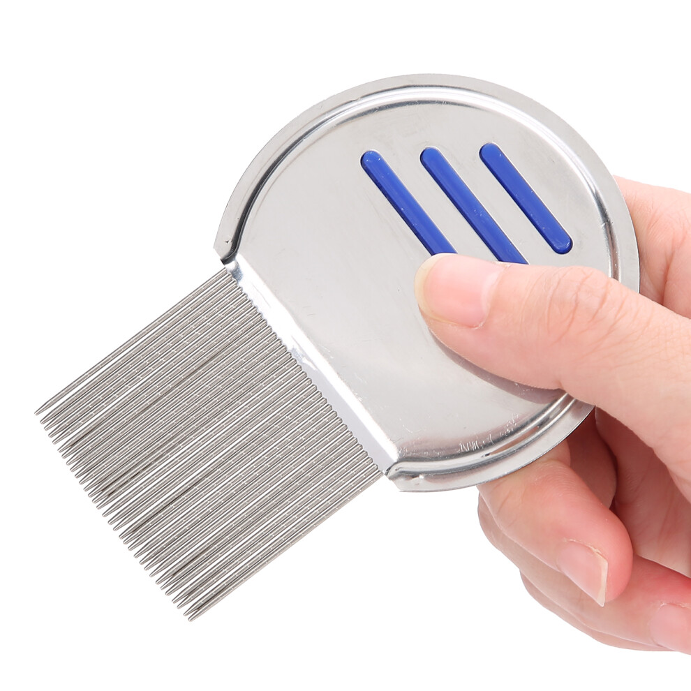 Blue Professional Stainless Steel Lice Comb With Micro-Grooved Teeth