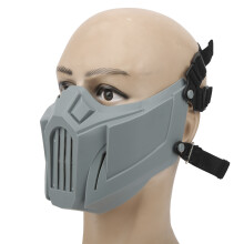 Half Cover Face Guard Skull Tactics Face Shield for CS Outdoor Survival Gray 18x13cm