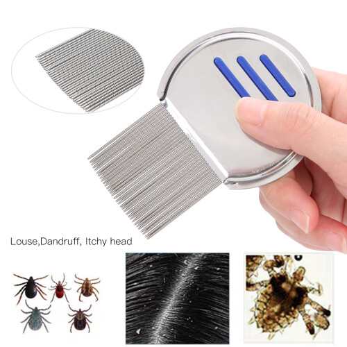 Professional Stainless Steel Lice Comb with Micro-Grooved Teeth Blue 2