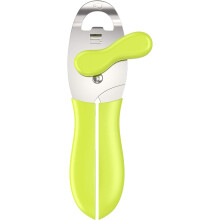 Abridor de latas manual, ferramenta de corte com borda lisa e design ergonômico, abridor multifuncional em aço inoxidável com botão grande para