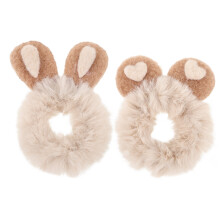 6Stk Plüsch Haargummis Bunny Design Haaraccessoires
