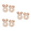 6Stk Plüsch Haargummis Bunny Design Haaraccessoires 2