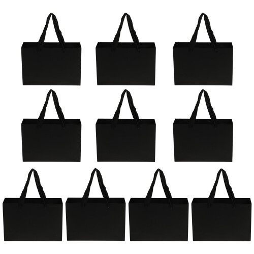 50Stk Schwarze Papiertragetaschen Mit Für Geschenk Und Einkauf