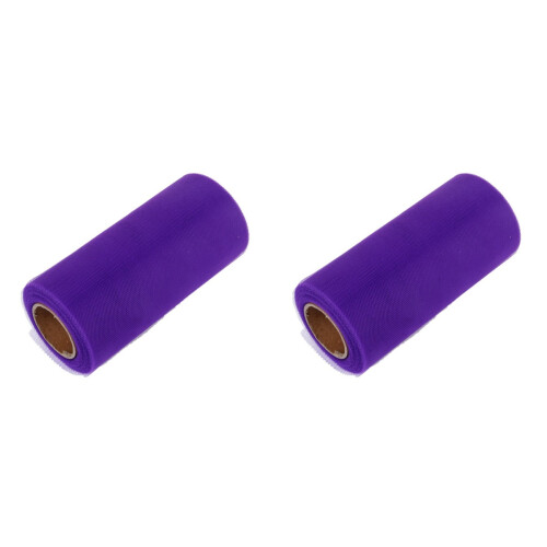 2Stk Dunkellila Tüllrolle Polyester Party Hochzeit Tüll Basteln 1