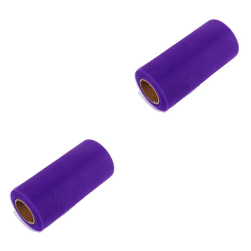 2Stk Dunkellila Tüllrolle Polyester Party Hochzeit Tüll Basteln 2