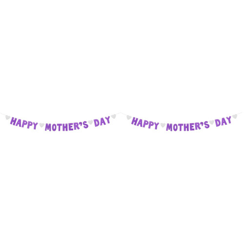 2Stk Violette Muttertags-Dekobanner Mit Glitzereffekt Und 1