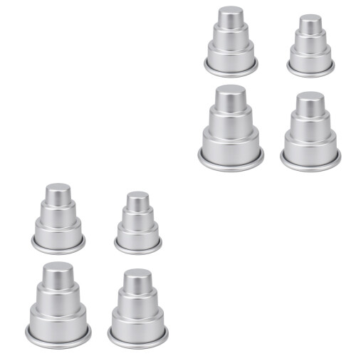 8Stk Aluminium Mini Kuchenform 3-Lagig Silber Cupcake Pudding 2