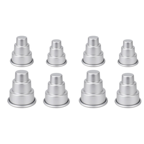 8Stk Aluminium Mini Kuchenform 3-Lagig Silber Cupcake Pudding 1