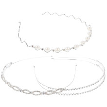12Stk Perlen-Haarreifen Mit , Metall-Haarband Für Braut & Party