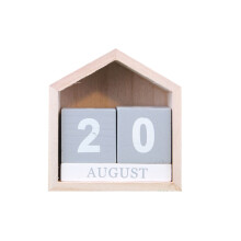 2Stk Retro Holz Tischkalender Hausform Dauerhaftes Bürodeko Ornamental