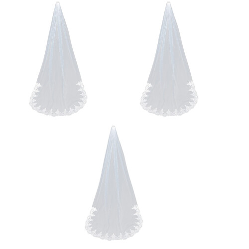 3Stk Hochzeitsschleier Kathedral Ivory Brautschmuck 2