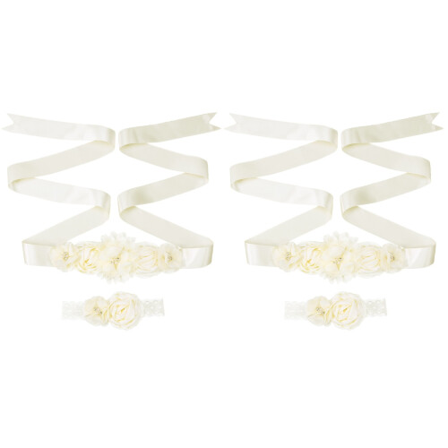 4Pièces Sash Satin Beige Handmade 1