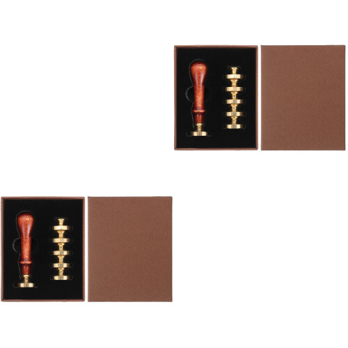 2Ensembles Tampons Sceau De Cire DIY Marron Traditionnel 2