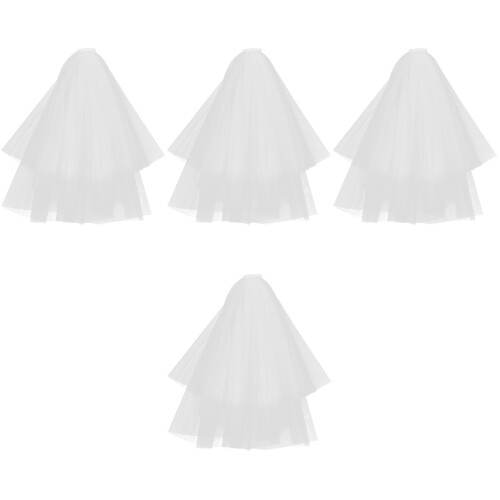 4Pièces Voiles Blancs Accessoires Coiffure Fins 2