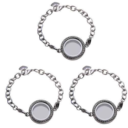 3Pz Braccialetti Medaglione Rosa 1