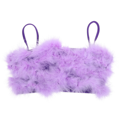 3Pz Crop Top Viola Maniche in Poliestere 1