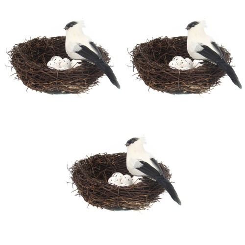 3Pz Set Decorativo Nido Con Uova E Negozio 2