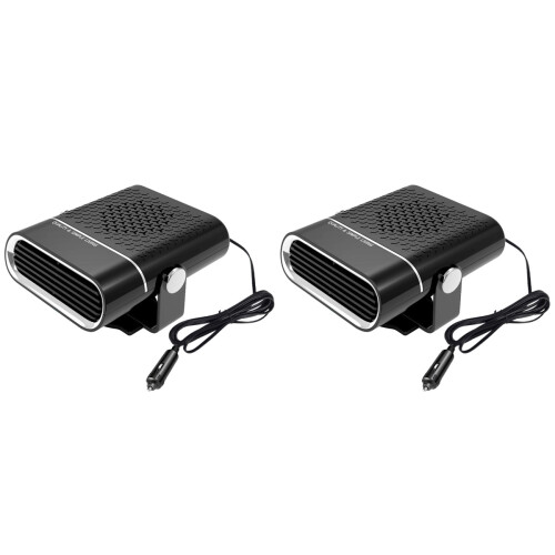 2St Compacte Draagbare Auto Verwarming Windscherm Ontdooier Zwart 2