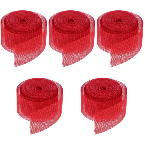 5Rolls Safe Red Decorative Ribbon for DIY Crafts and Gift Wrapping 2