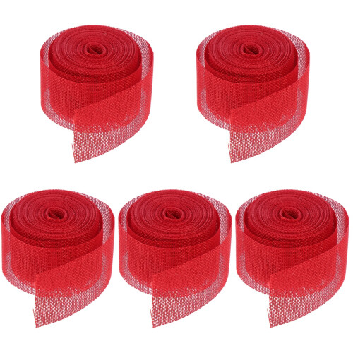 5Rolls Safe Red Decorative Ribbon for DIY Crafts and Gift Wrapping 1