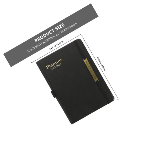 1Zest Wygodny Planner Codzienny Czarny Książka Notatnik Z Materiału PU 1
