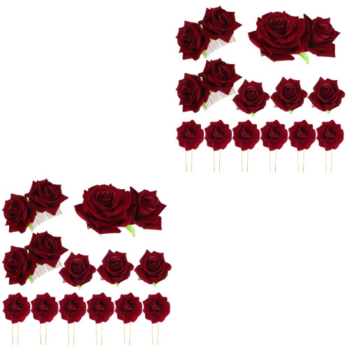 2Conjuntos Broches E De Rosa Simulada Para Noiva E 2