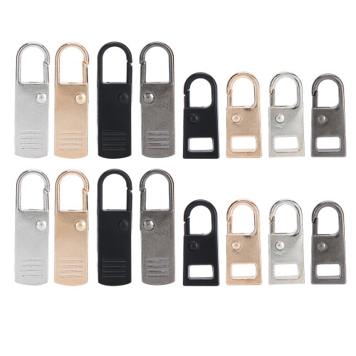 16Pcs Zipper Pull Tab Replacement Set, Zinc Alloy, 2 Sizes & 4 Colors 1